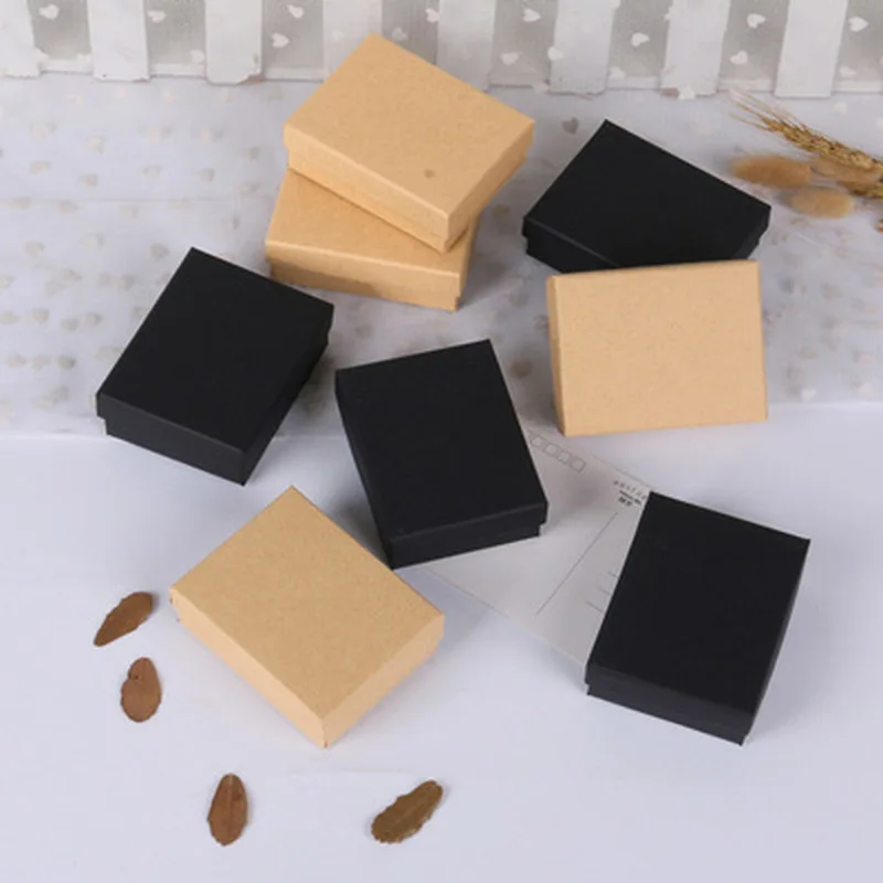 

24pcs/lot 7cmx9cm Kraft Paper box Kraft Cardboard Gift Box for Necklace Ring Soap Pendant Can Personalized Packaging Case