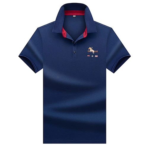 Dark blue Поло de qualite superieure hauts et shirts Hommes Daffaires hommes marques polo 3D broderie с отложным воротником col hommes polo - Цвет: Dark blue