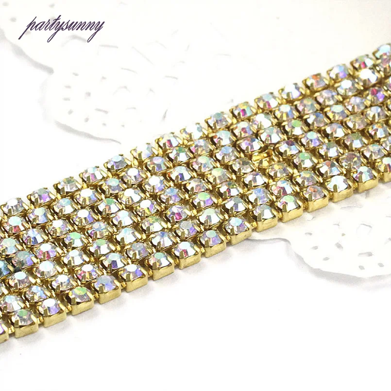 PF Rhinestones Appliques Claw Chain Adhesive Glases Flatback Beads Rhinestone Trim Accessories for Clothes Phone Case Hats TZ030 | Дом и сад