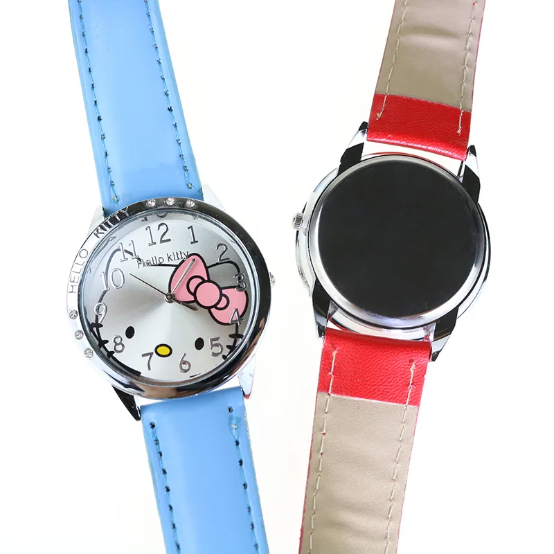 Новые детские часы hello kitty для девочек кварцевые с кожаным ремешком героями