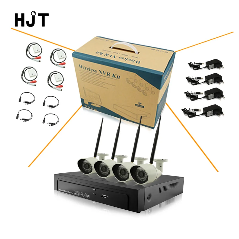 4CH 720 P 1.0MP HD белый металл CCTV Беспроводной Пуля IP Камера Открытый безопасности