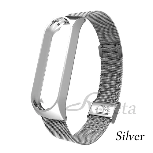 silver Roreta mi Band 3 4 ремешок на запястье металлический браслет из нержавеющей стали для Xiaomi mi Band 4 3 браслет mi band 4 3 браслет ремешок - Цвет: silver