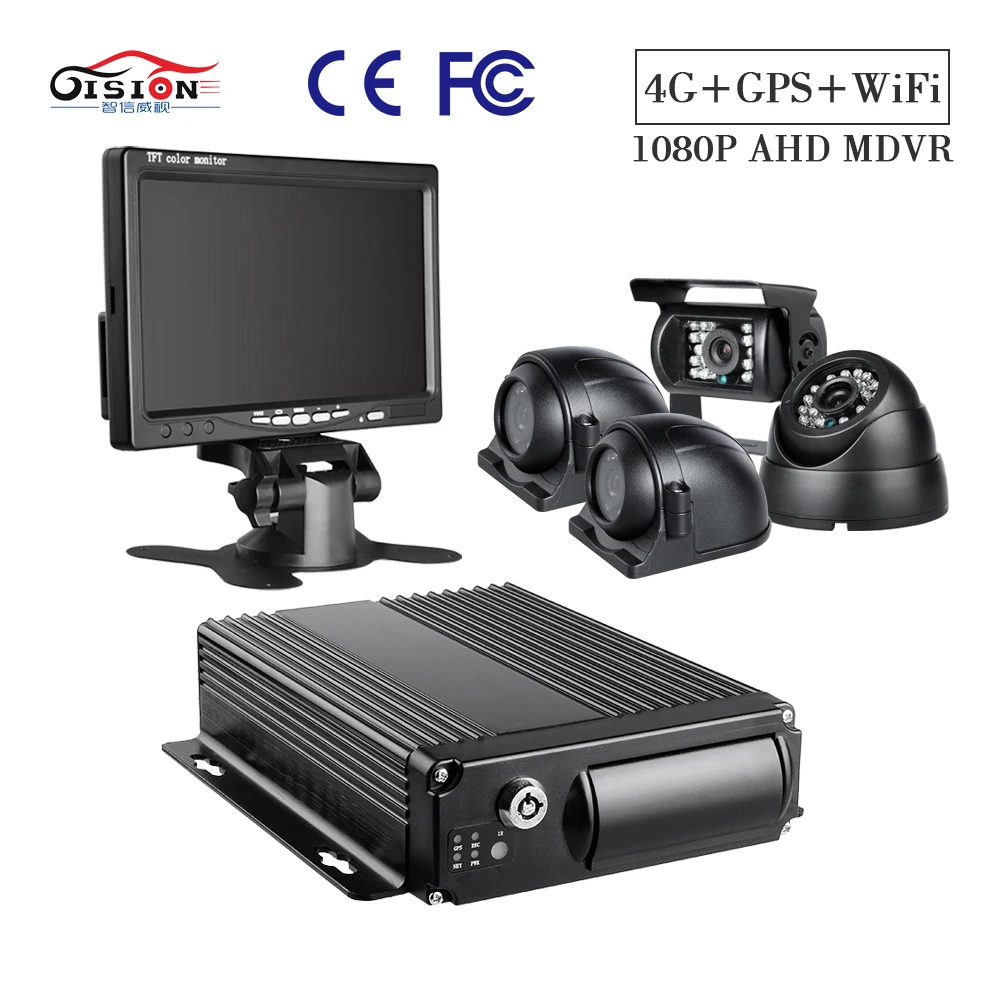 GISION 4G gps 1080 P Wifi SD карта 4CH трек мобильный комплект цифрового видеорегистратора 4