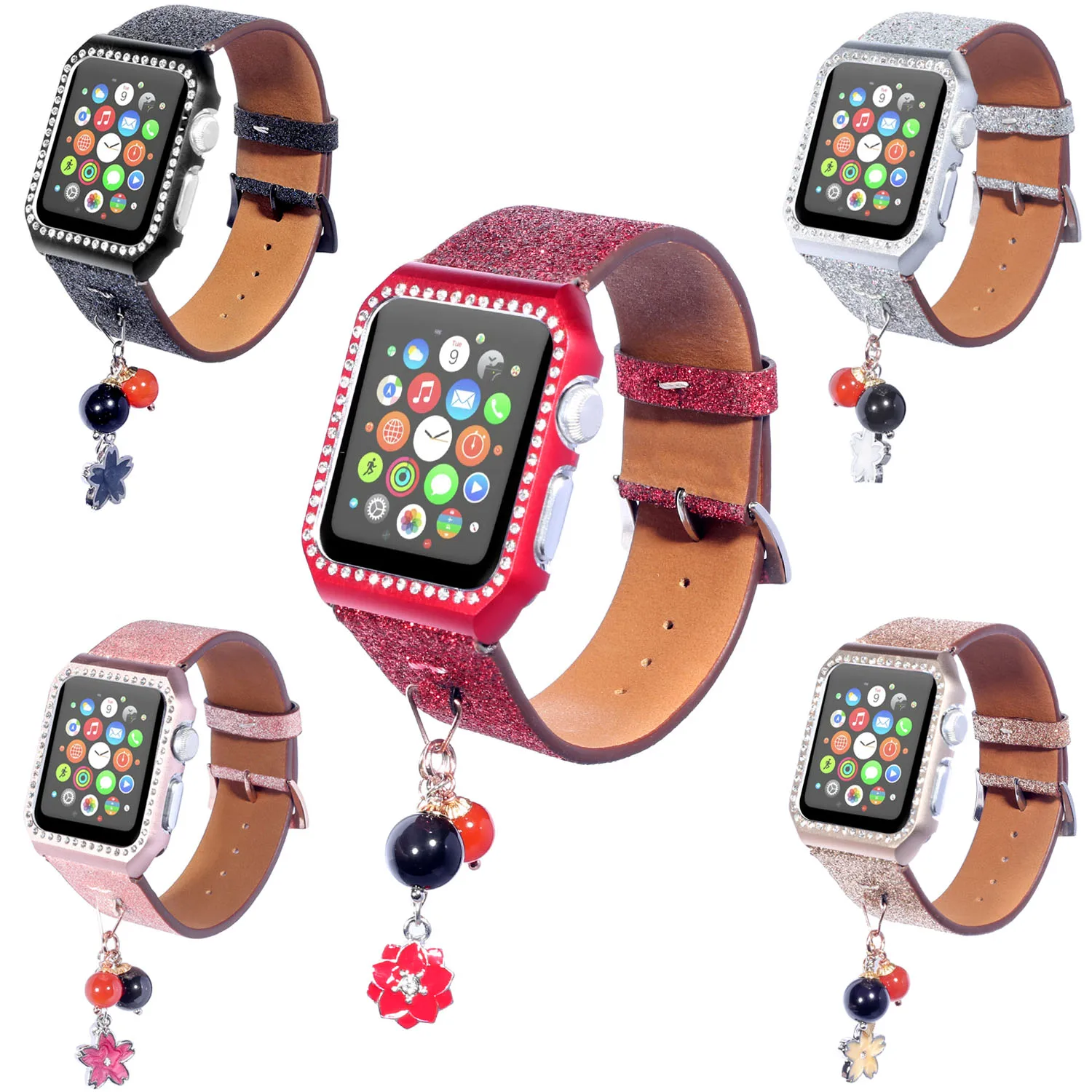 Модный Блестящий кожаный ремешок для Apple Watch серии 1/2/3 ремешки часов браслет
