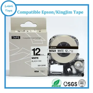 SS12KW 12mm Black on White label tape compatible LabelWorks LW-300, LW-400,LW-600P and LW-700