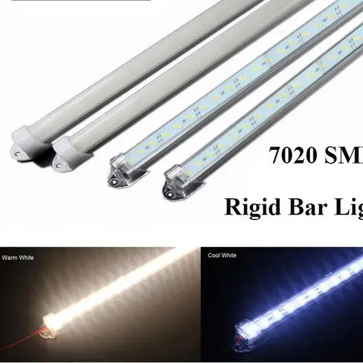 SMD 7020 Светодиодная лампа DC12V 50 см 36led жесткая полоса + u образный Корпус Холодный