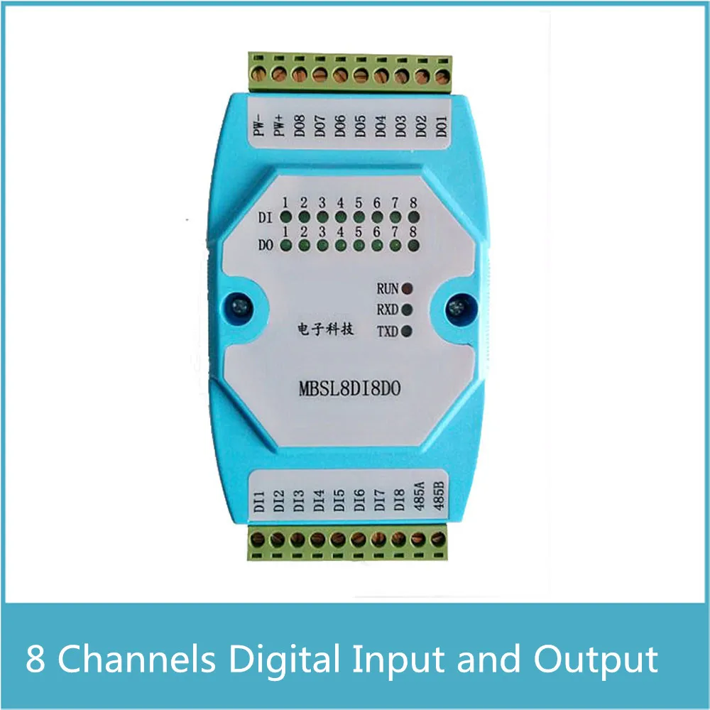 8 канальный цифровой вход и выход изолированный модуль 8DI / 8DO RS485 MODBUS протокол
