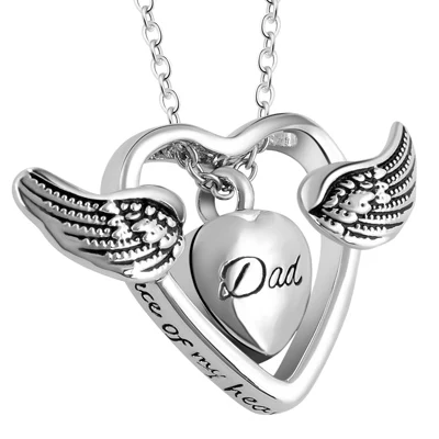 Dad Кусок моего сердца живёт в небесах медальон сердечко Кремация памятный кулон для праха урна модное ожерелье Ювелирная подвеска-сувенир - Окраска металла: Dad