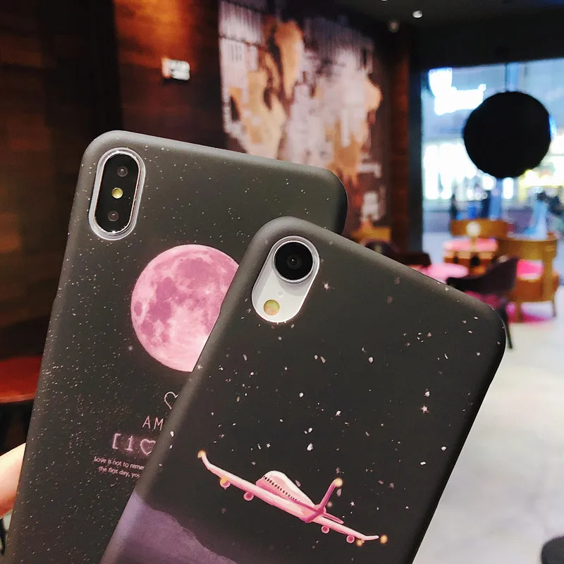 Чехол для телефона Moskado Planet Starry Sky для iphone XS Max XR X 8 7 6 6s Plus, Жесткий Чехол, модный космический самолет, чехол для пар