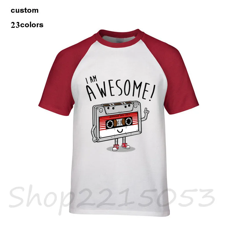 2018 Мода I am awesome cassette tape мужские забавные хлопковые футболки хип хоп Уличная harajuku