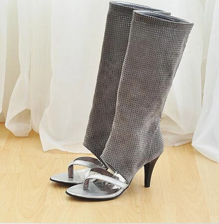 Тонкий высокий каблук для женщин летние средние сандалии сапоги модный с