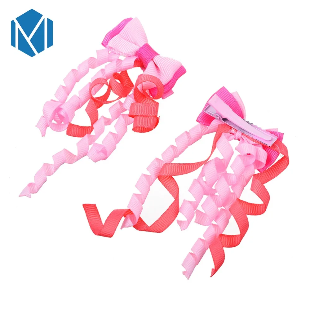 М мизм случайный 2 шт Девушки заколки конский хвост держатель резиновый резинка для волос Красочные ленты волны рулон ленты для волос Детские резинки для волос