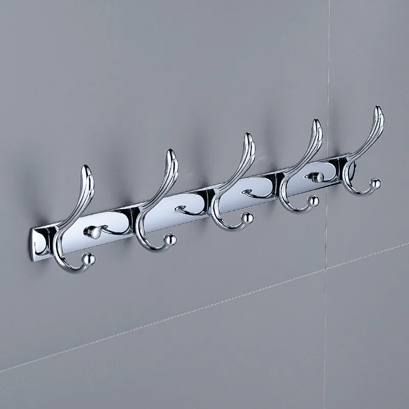 5 rows hooks Аксессуары для ванной комнаты Набор хромированная латунная стойка для полотенец крючок Держатель для полотенца кусковое мыло полка-корзинка для ванной комнаты Набор аксессуаров для ванной - Цвет: 5 rows hooks