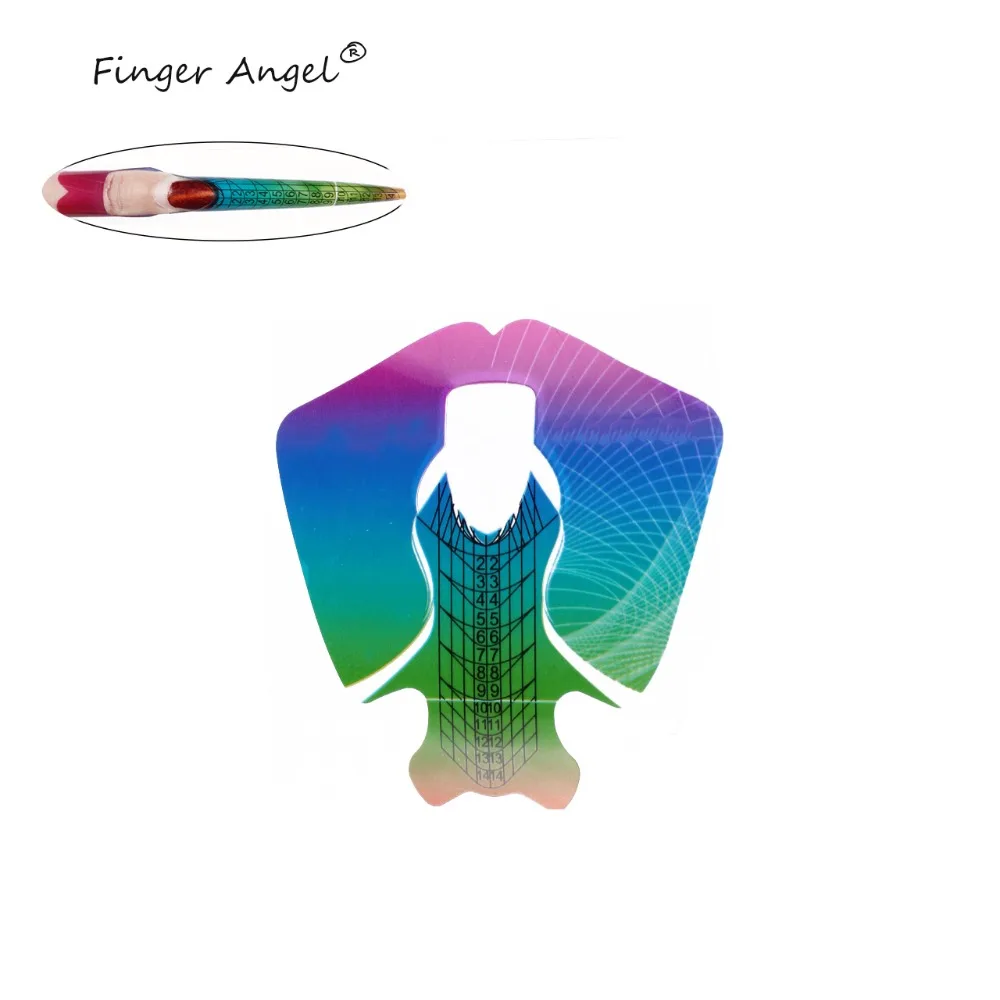 Finger Angel 50/100/500 шт Пластик радужные рыбки Форма формы для наращивания ногтей советы инструмент для маникюра(гель-LM003