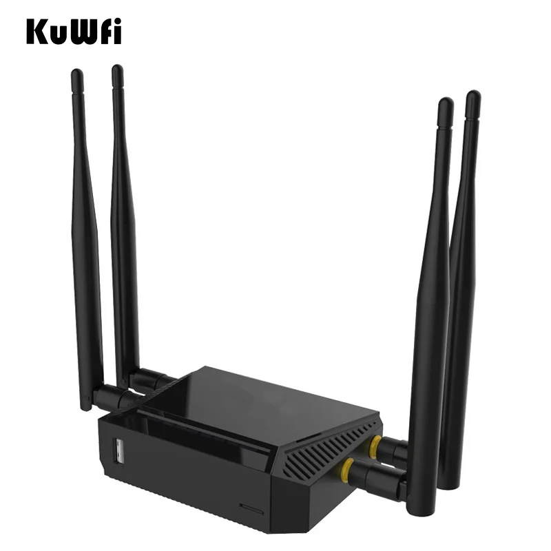 Kuwfi 3G/4G SIM Card Slot Wifi Router OpenWrt 300Mbps High Power Wireless Router Repeater with VPN Function and 4*5dBi Antenna