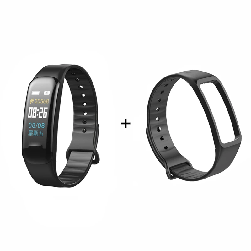 Black add black EXRIZU C1S смарт-браслет пульсометр кровяное давление Bluetooth Смарт-Браслет спортивный фитнес-трекер сна шагомер - Цвет: Black add black