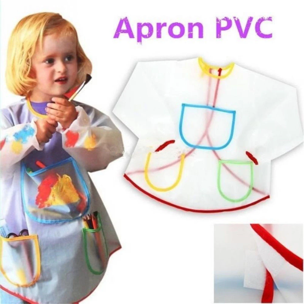 Home Easy Clean Long Sleeve Painting Apron Drawing Protective Cooking School With Pockets Toddlers Anti-dirt Kids Waterproof DIY | Дом и сад
