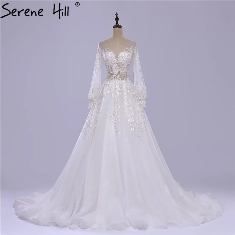 Vestido De Noiva белое Тюлевое свадебное платье с вышивкой и длинными рукавами