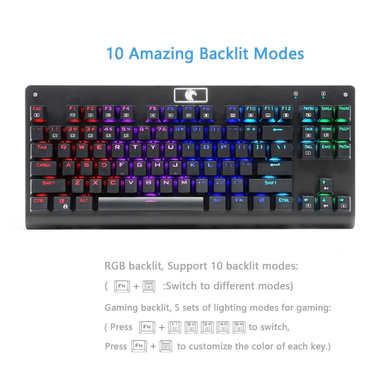 Z-77 Eagle RGB с подсветкой Tenkeyless Механическая игровая клавиатура 87 ключ синий переключатель анти-ореолы тактильная Clicky Gamer клавиатура