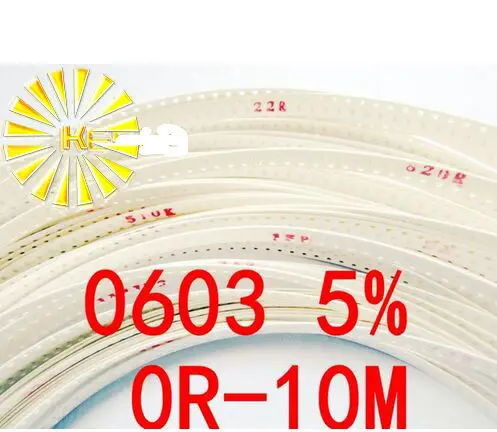 170valuesx50 шт. = 8500 0603 SMD комплект резисторов набор в ассортименте 0R-1M Ом 5% образцов