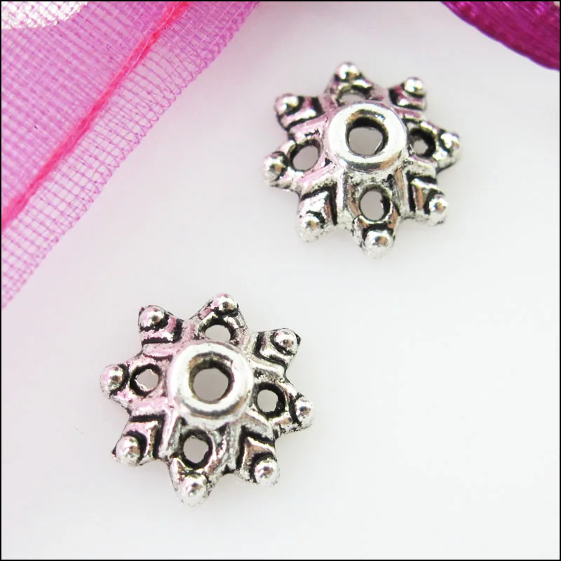 Новый 100 шт. Тибетский Серебристый цвет в форме цветов биссерных колпачков