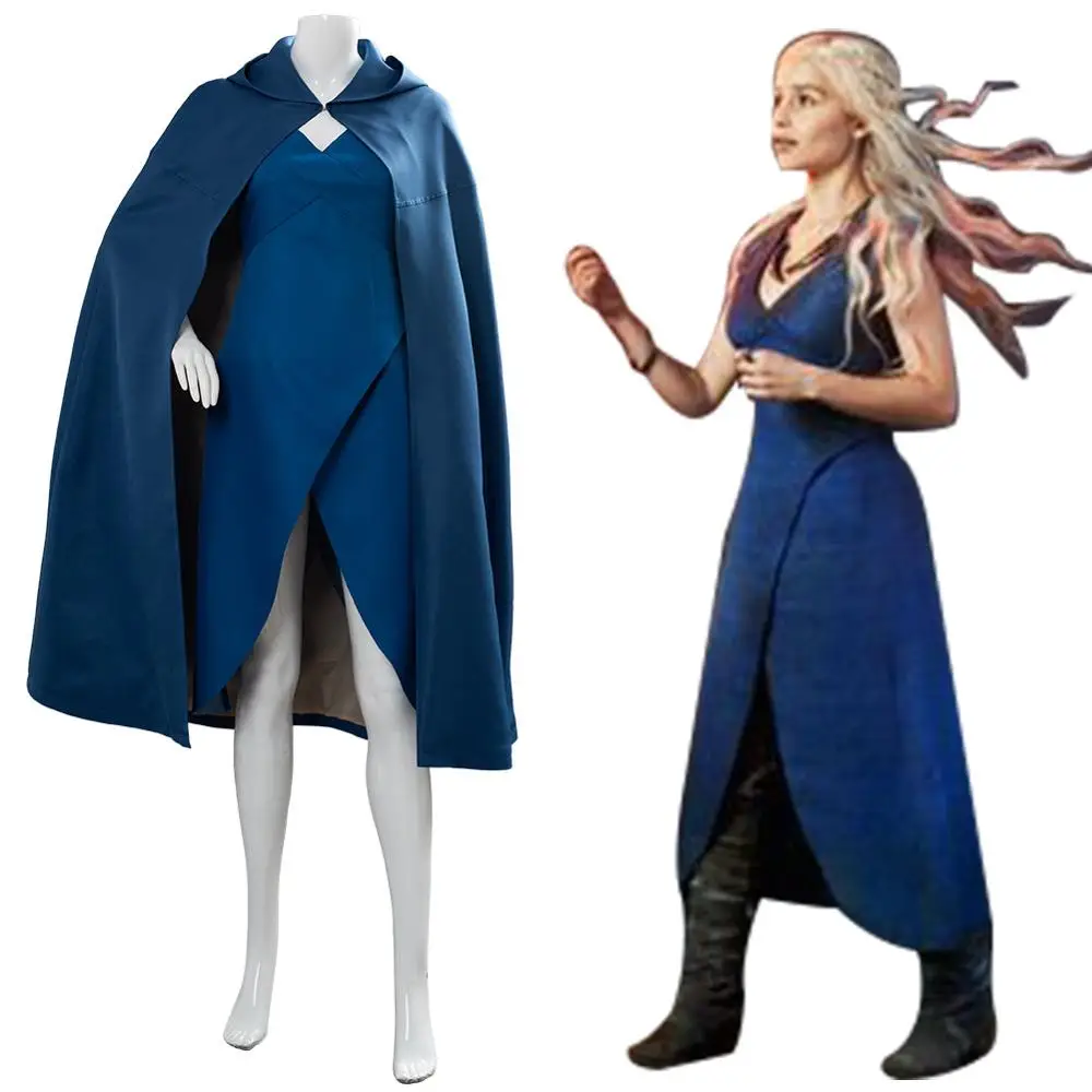 Сезон 3 Daenerys Targaryen khalesi костюм для косплея платье плащ полный комплект женщин и