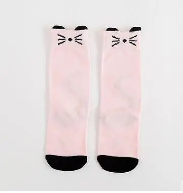Pink rat Носки для девочек хлопковые носки до колена с милым рисунком медведя и панды для малышей теплые гетры, осенняя одежда, гольфы для мальчиков модные носки для малышей - Цвет: Pink rat