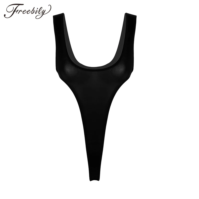 

Sexy Women Lingerie Body Suit High Cut Backless See-through Thong Deep Scoop Neck Sleeveless Leotard Backless Wetlook Bodysuit