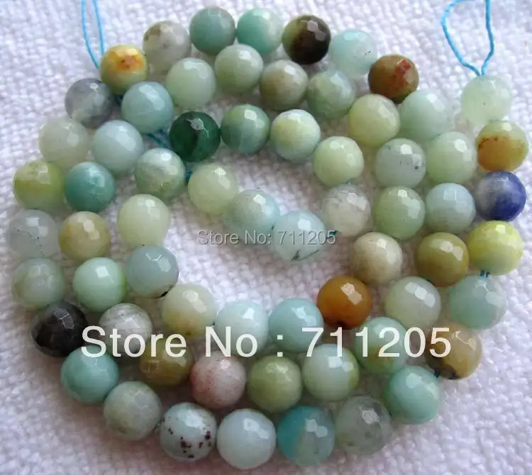 wholesale 66pcs Faceted 6mm Natural Amazonite Round loose beads Min.Order $10 provide mixed for all items ! | Украшения и