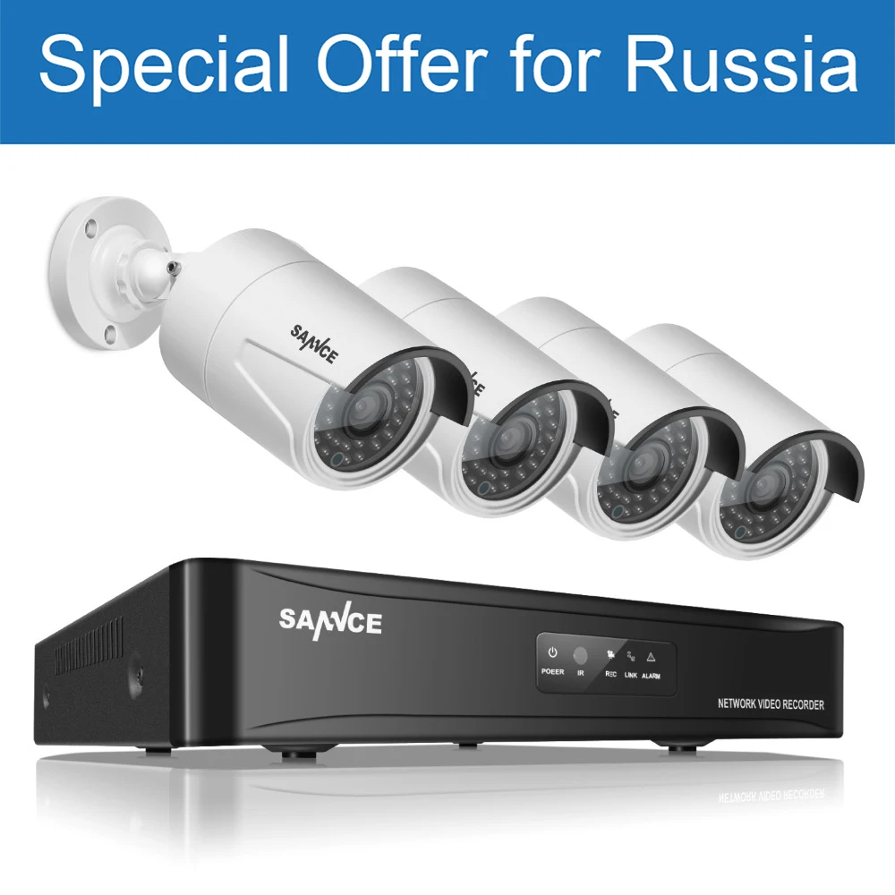 SANNCE 4CH NVR 960 P Ip-сети PoE Видео Запись 1.3 М ИК открытый CCTV Камеры Системы Безопасности Дома видео Наблюдения комплект RU Фондовой - Цвет: Черный