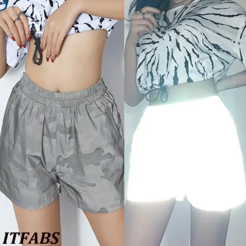 Женские повседневные шорты камуфляжные светоотражающие с высокой талией для