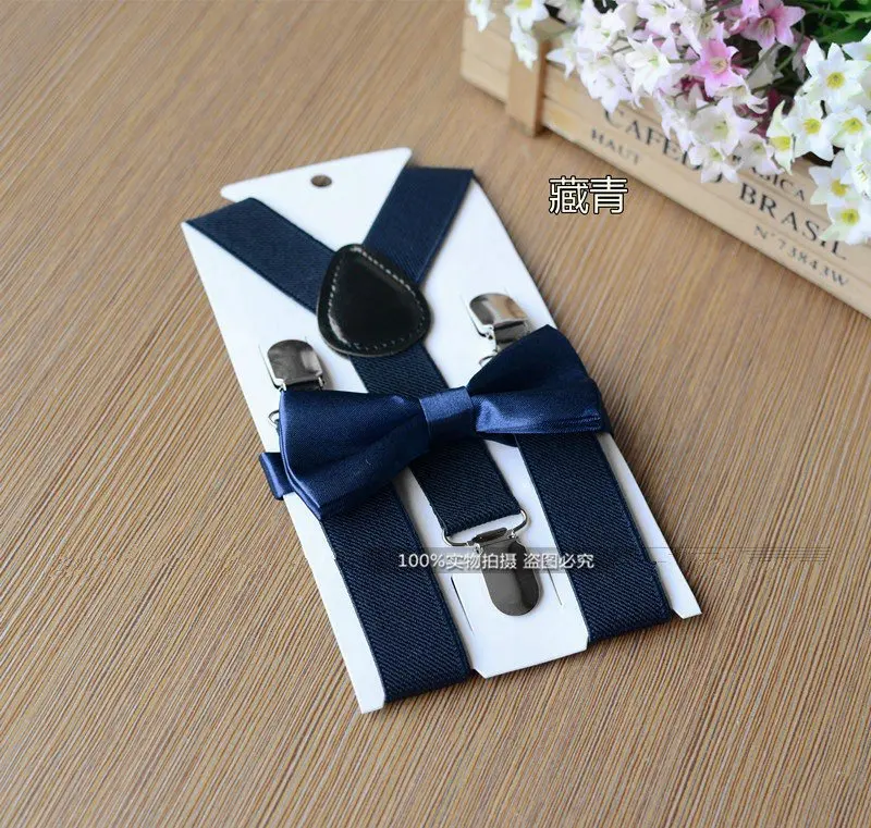 Kids Elastic Suspenders& Bow Tie RetailChildren Matching Tuxedo Suit Boys Girls Costume Adjustable Y-Back Brace Belt for 1-10T - Цвет: 9