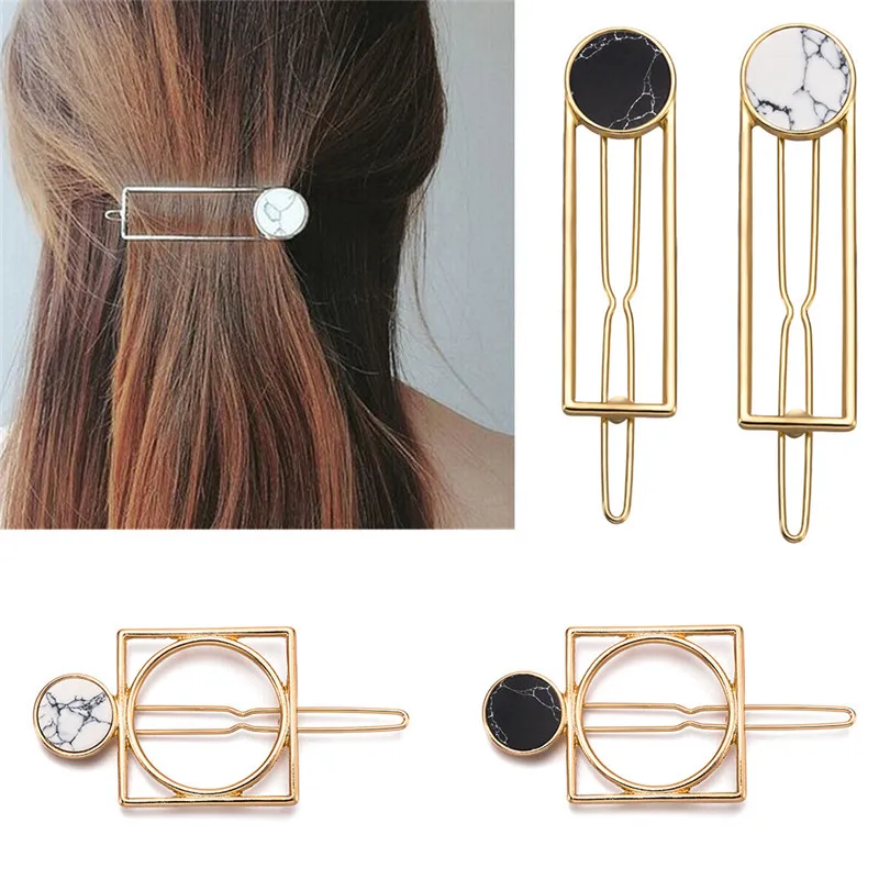 Новые модные женские девушки позолоченные мраморные металлические квадратные