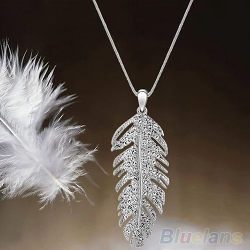 Women's Fashion Bohemian Alloy Rhinestone Feather Pendant Link Chain Vintage Gold Silver Long Necklace Jewelry | Украшения и