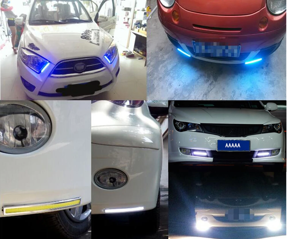 

GEETANS 10Pcs COB LED DC12V Daytime Running lights 14-17cm led waterproof Auto Car Driving DRL Fog lamp car styling AF
