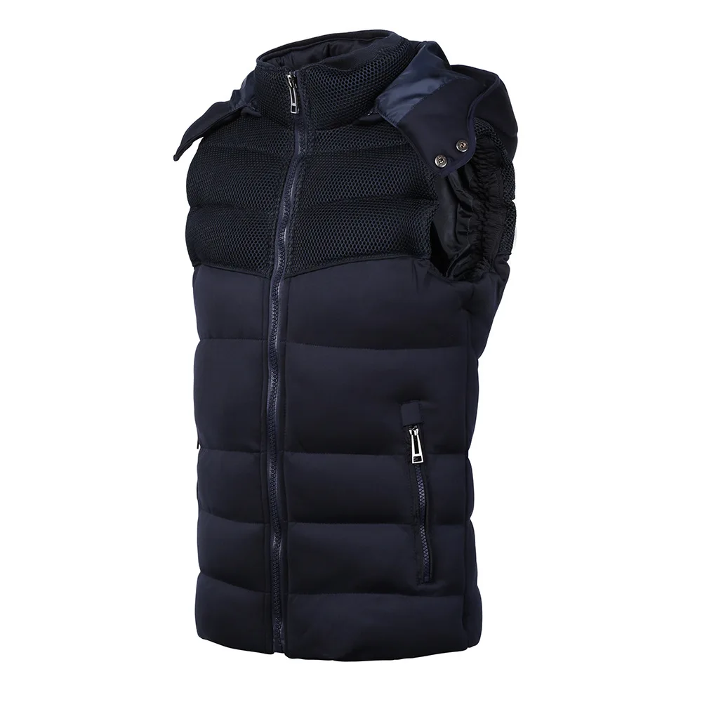 Новинка 2019 Мужская черная куртка без рукавов зимний Повседневный пуховой жилет с