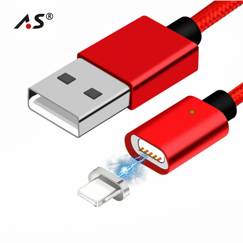 Магнитный кабель A.S для iPhone 6 6s 5 5S зарядный провод 2.4A Lightning USB X 8 7 светодиодный