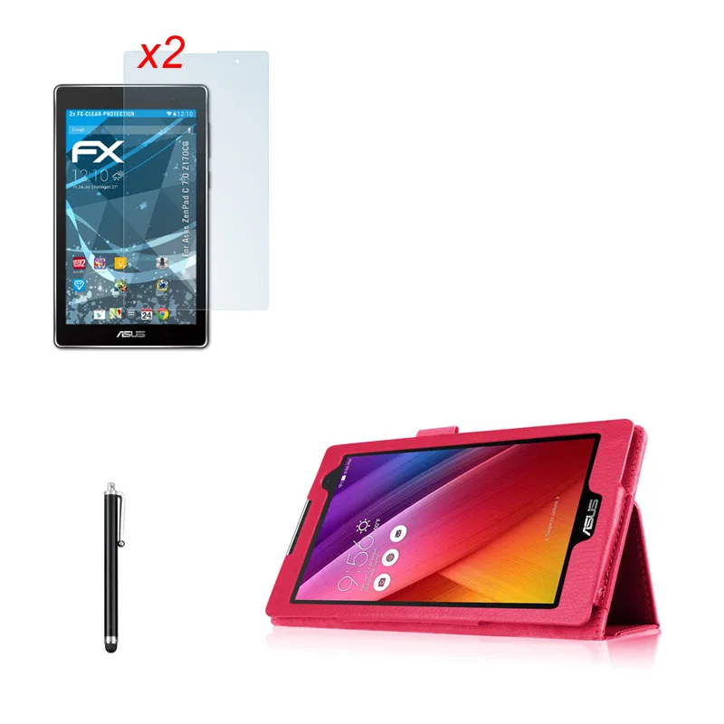 4in1 Luxury Folio Stand PU Leather Case Cover +2xClear Screen Protector +Stylus For Asus Zenpad C 7.0 Z170C Z170MG Z170CG Tablet |