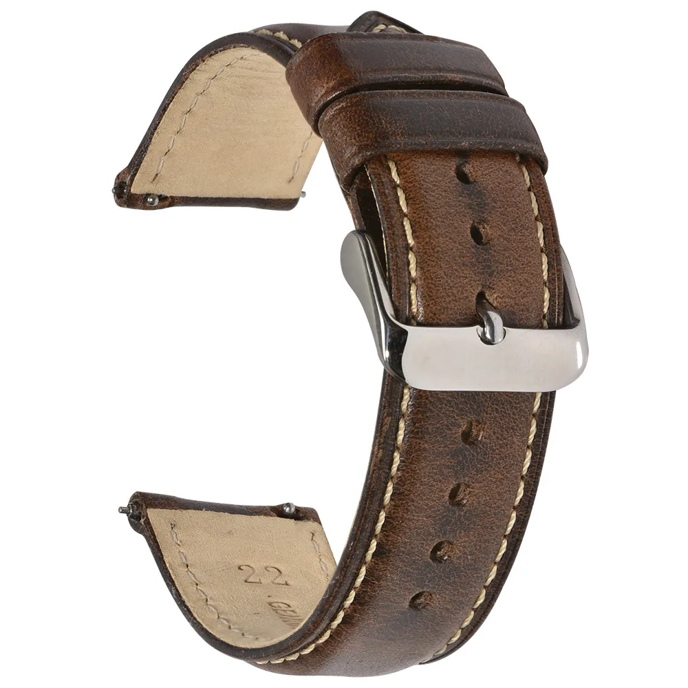 dark brown 1 BEAFIRY загорелая кожа 22 мм 20 мм 18 мм ремешок для часов Quick Release Watch Band ремешок коричневый для мужчин и женщин совместим с Fossil - Цвет ремешка: dark brown 1
