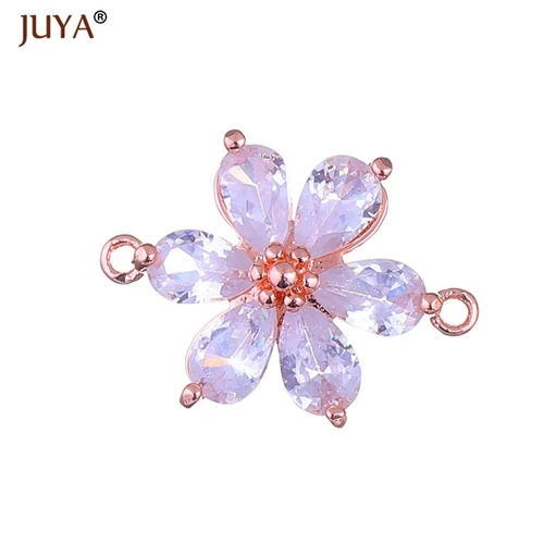 rose gold Фурнитура для бижутерии, кристалл цветок коннектор, для производства серег, браслетов, колье,фурнитура для сережек - Цвет: rose gold