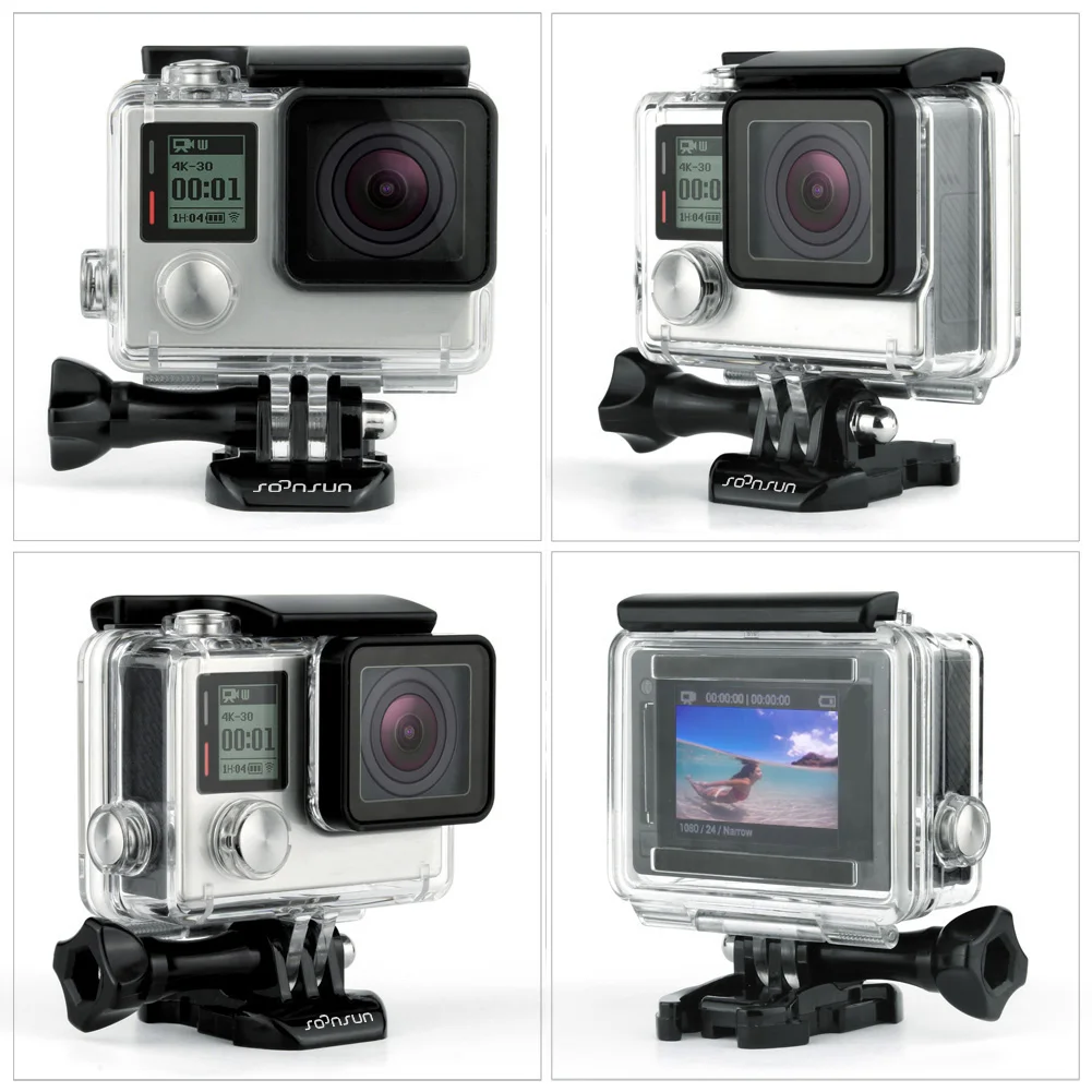 SOONSUN водонепроницаемый чехол для подводной съемки для GoPro Hero 4 3+ 3 защитный чехол жесткий чехол для Go Pro 3 3+ 4 аксессуары для камеры