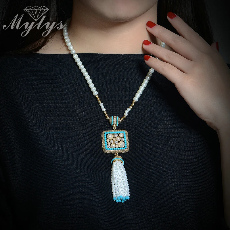 Mytys жемчужное ожерелье ручной работы в этническом стиле комплект ювелирных