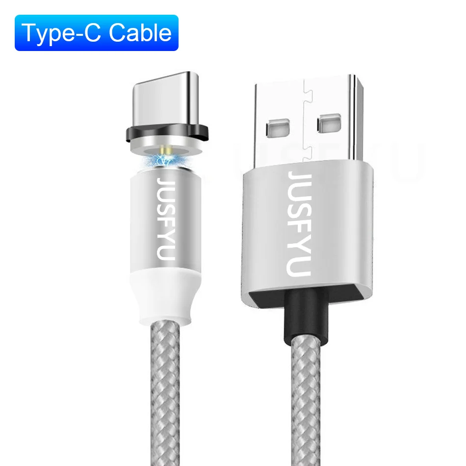 Silver for Type C Магнитный кабель USB для быстрой зарядки кабель usb type C Магнитный кабель для зарядки данных Micro USB кабель для мобильного телефона USB шнур - Цвет: Silver for Type C