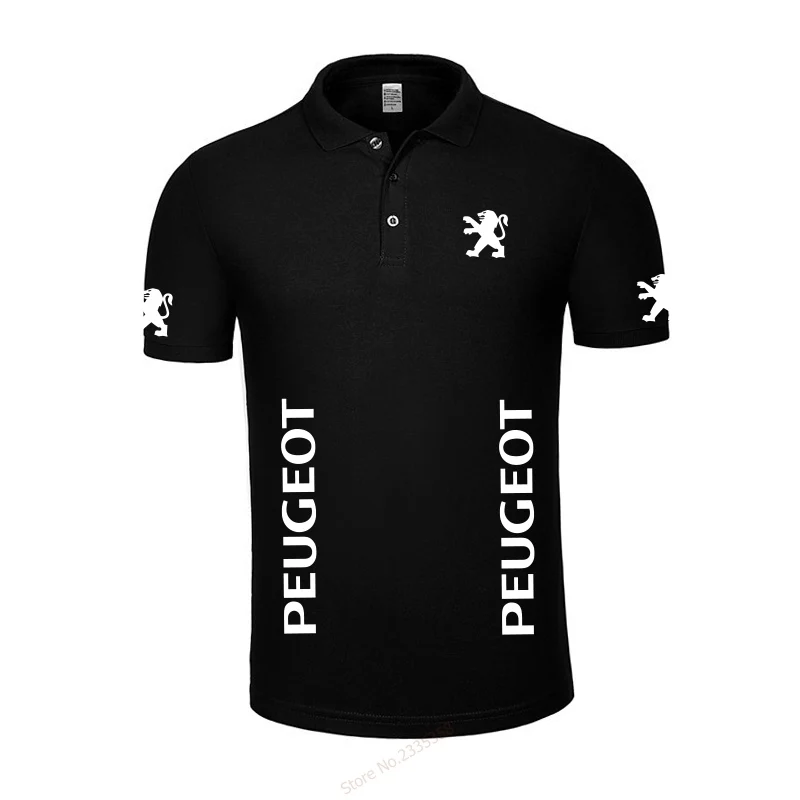 Летняя повседневная мужская Однотонная рубашка поло для мужчин peugeot polo рубашка из хлопка с коротким рукавом мужские топы