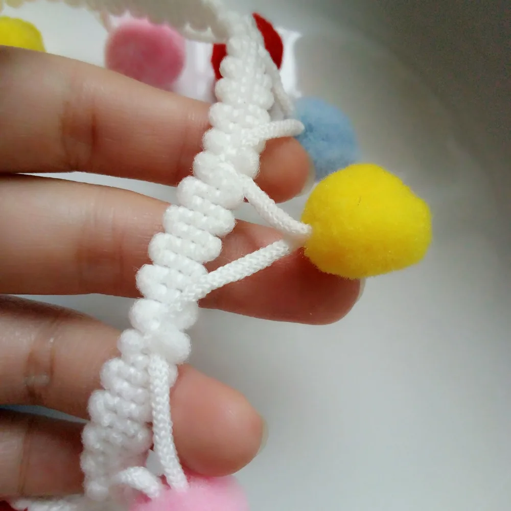 New 5Yards/Lot Hot Sale 15mm Pom Trim Ball Fringe Ribbon Mixed Colors Pompom Lace For Curtain/Clothes Decoration DIY Craft | Дом и сад