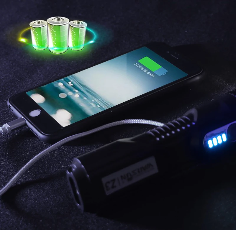 Warsun T6 светодиодный фонарь, usb внешний аккумулятор, заряжаемый портативный механический дисплей, боковая лампа, тактический фонарь