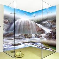 custom self adhesive bathroom mural wallpaper 3d waterfalls landscape wall sticker pvc waterproof living room home decor fresco