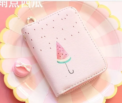 11short purse Мультяшный кожаный кошелек на молнии для девочек, кошелек для монет, медведь, кот, арбуз, фрукты, летняя женская модная сумка для денег, дамские смарт-кошельки для карт - Цвет: 11short purse
