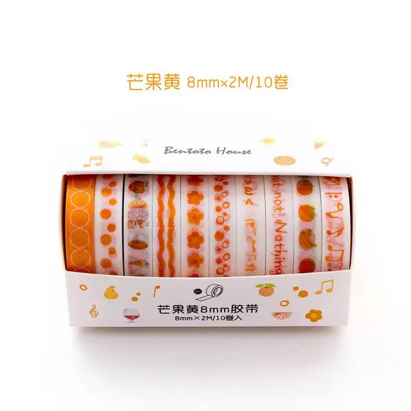 Mango yellow 10 шт. васи лента набор маскировочной клейкой ленты сетка наклейки Скрапбукинг Cinta Adhesiva Decorativa василие каваи васи лента де Decoracion - Цвет: Mango yellow