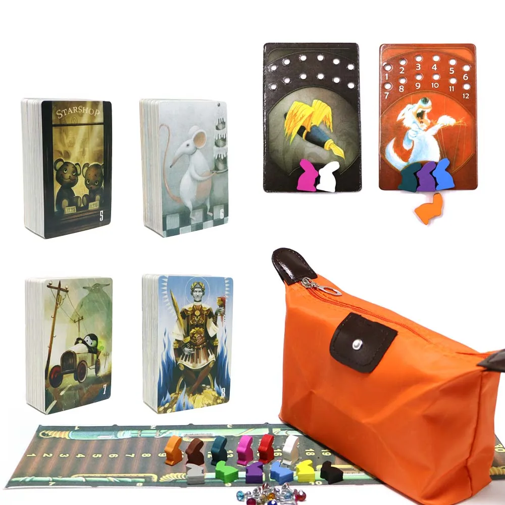 deck 5678 with bag Карточная игра неясная dixit 1 2 3 4 5 6 7 8 всего 336 игральные карты деревянный кролик сумка на молнии для семьи вечерние настольные игры - Цвет: deck 5678 with bag